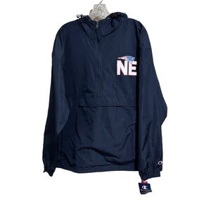 New Champion New England Patriots Packable Windbreaker Navy Jacket